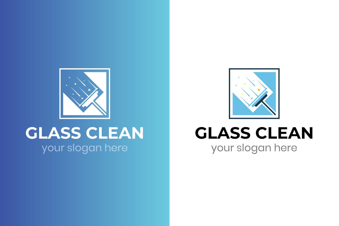 玻璃清洁服务Logo设计素材库精选模板 Glass Clean Business Logo Template插图(1)