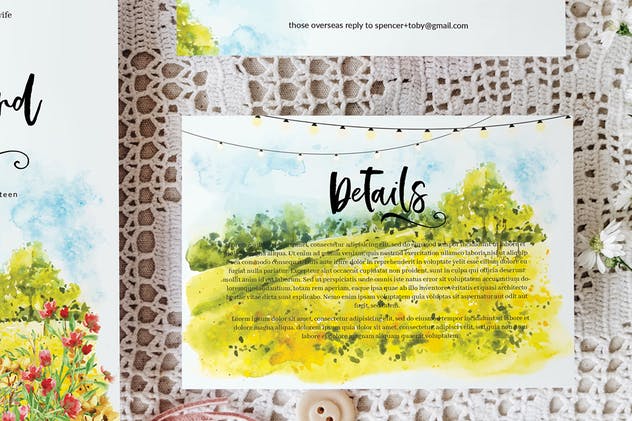 春天水彩风景主题婚礼邀请套装 Spring wedding invitation set插图(2)