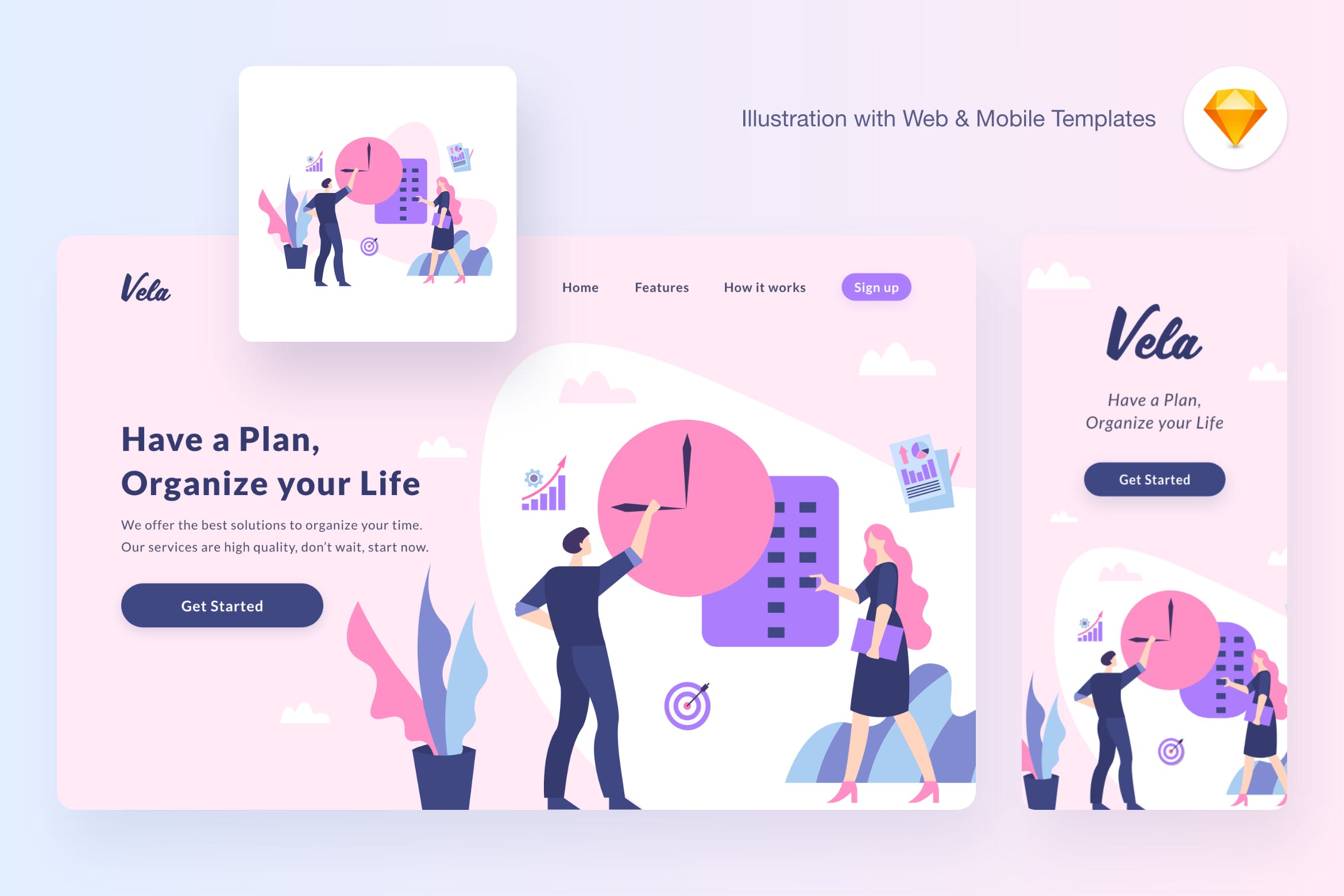 项目管理主题概念插画设计素材[SKETCH&SVG] Vela planning illustration (Sketch, SVG)插图
