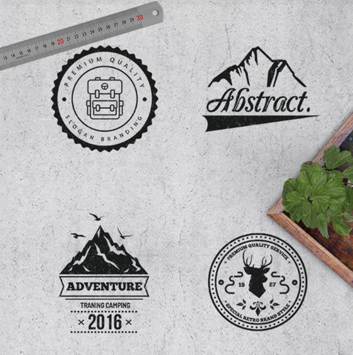 高品质的时尚高端多种风格的复古logo标志设计模板插图(3)