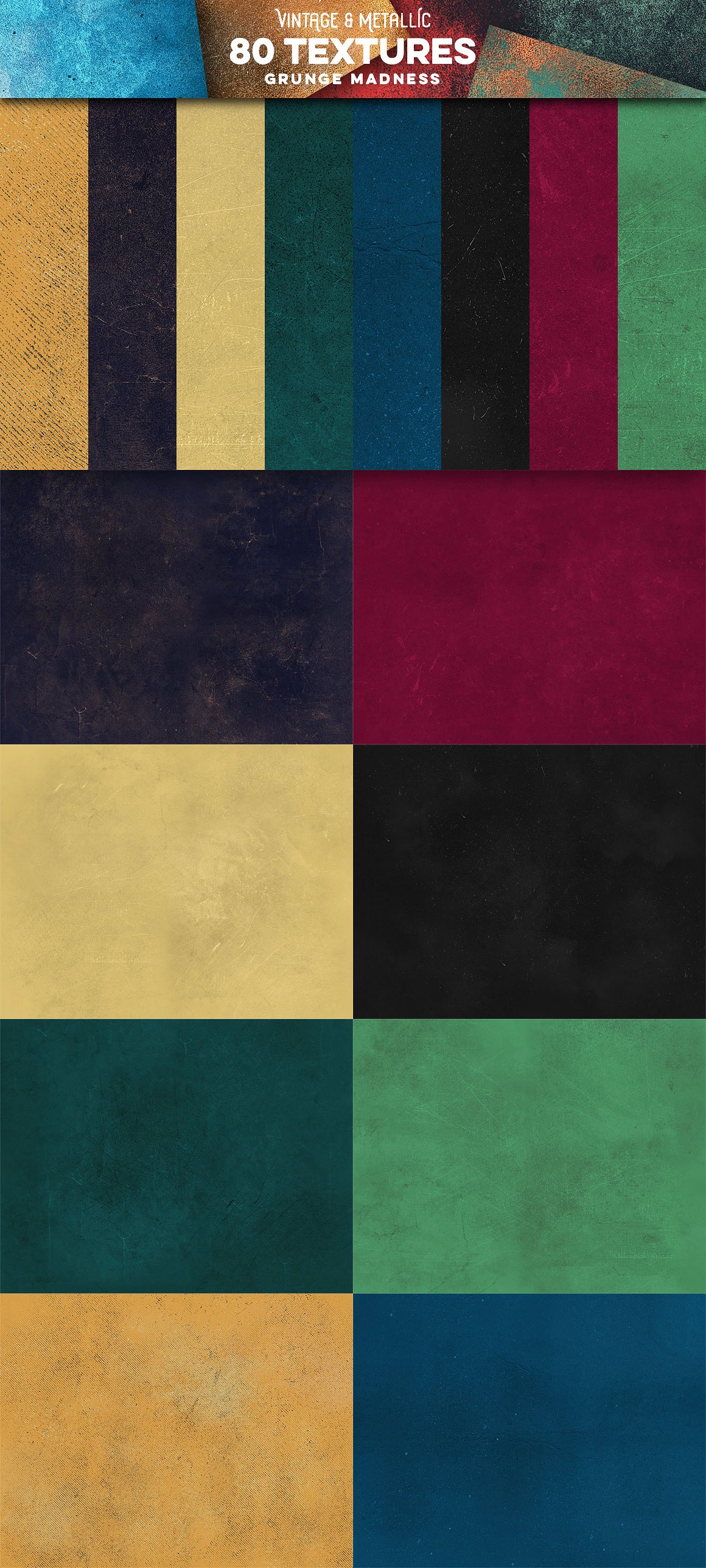 80款复古和金属纹理合集[1.65GB] 80 Vintage & Metallic Textures插图(1)