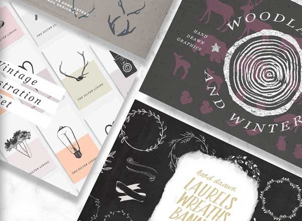 手绘设计矢量素材合集 Vector Hand Drawn Bundle