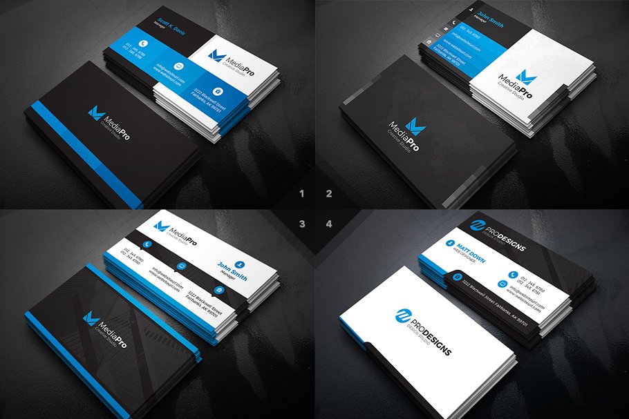 12款现代设计风格企业名片设计模板合集 12 Modern Business Cards – Bundle v1插图(1)