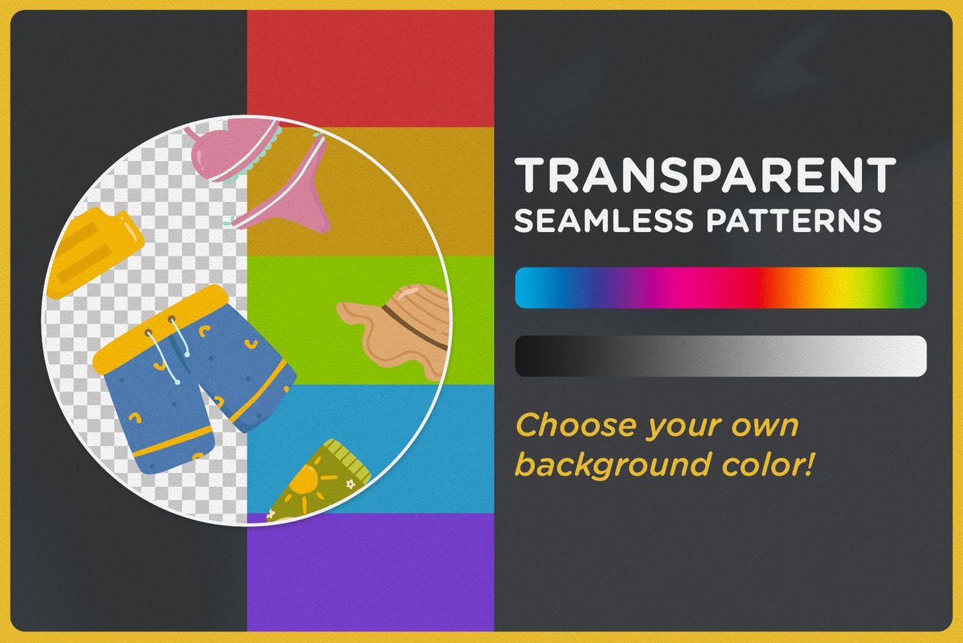 夏日缤纷元素手绘图案无缝背景素材 Playful Summer Seamless Patterns插图(2)