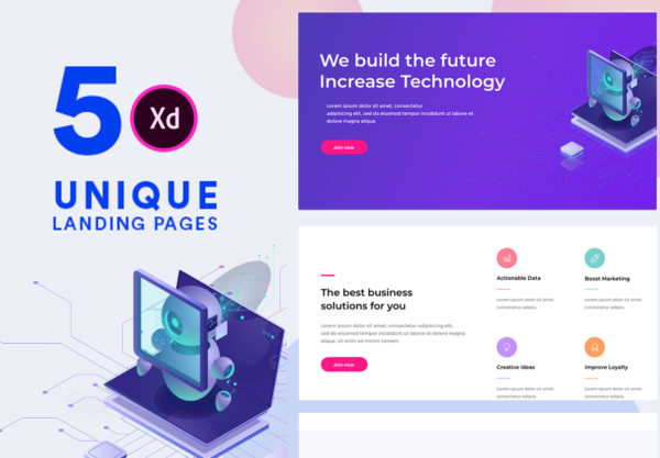 素材库下午茶：人工智能机器人业务服务网站模板下载[XD]