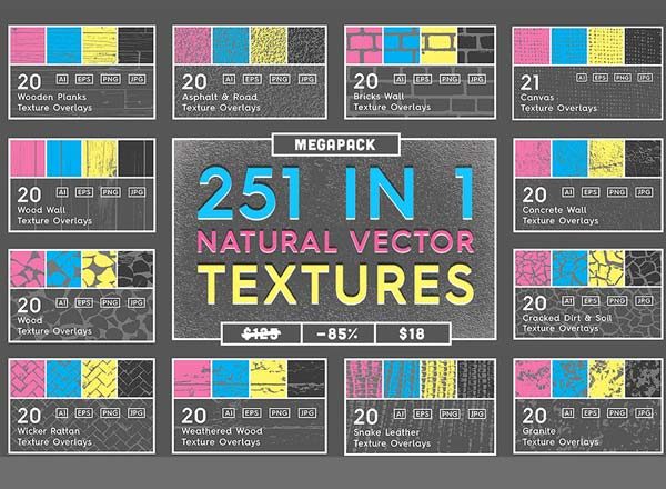 素材库下午茶：一套巨大的高品质矢量背景肌理纹理素材下载[Ai，3GB]