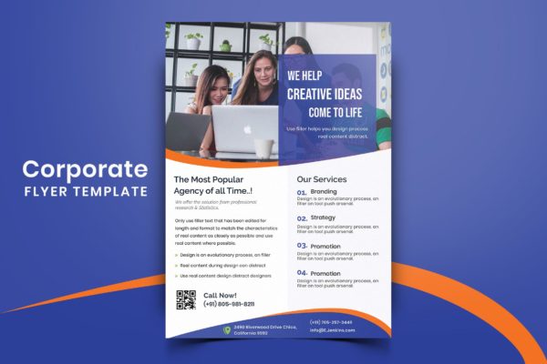 现代设计风格企业公司机构通用宣传单模板v06 Corporate Flyer Template-06