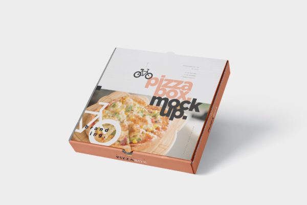 披萨外带包装纸盒设计图样机 Pizza Box Mock-Up – Grocery Store Edition