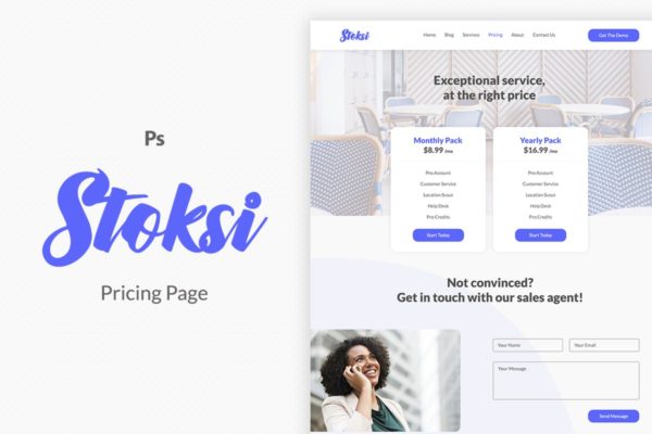 在线服务套餐价格表单UI模板 Stoksi Pricing Page
