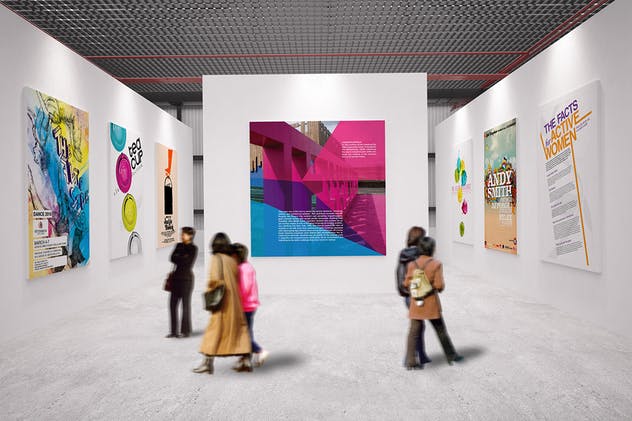 展馆橱窗艺术品海报样机模板v4 Exhibition Mockup [vol 4]插图(1)