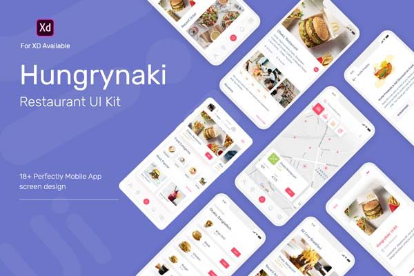 素材库下午茶：XD打造的餐厅美食订餐类APP UI KIT下载