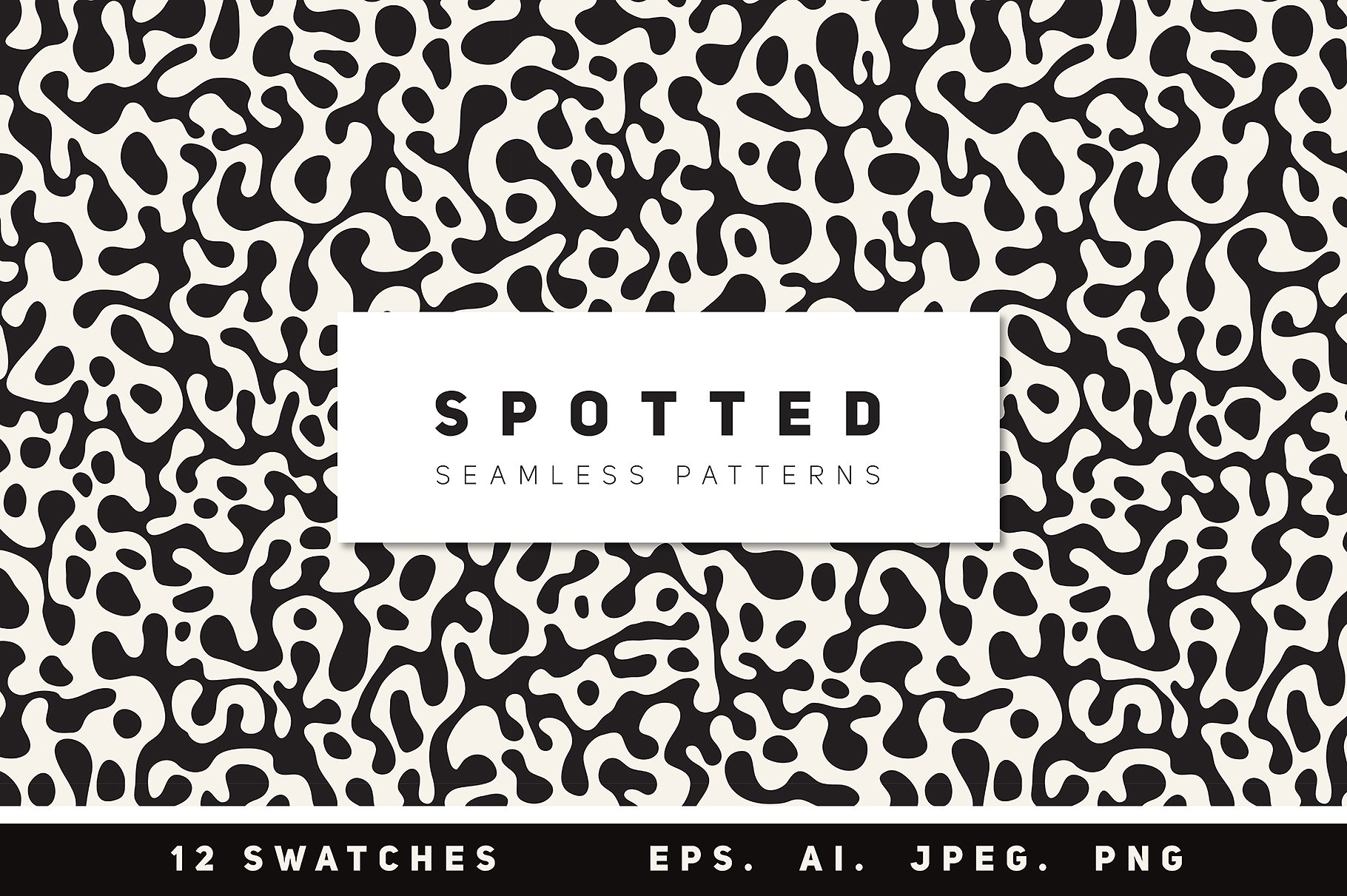 奶牛斑点无缝图案纹理 Spotted Seamless Patterns Set插图