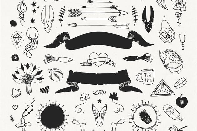 手绘装饰设计元素工具包[手绘图案+水彩样式+图形] The Hip Decorative Toolkit插图(5)