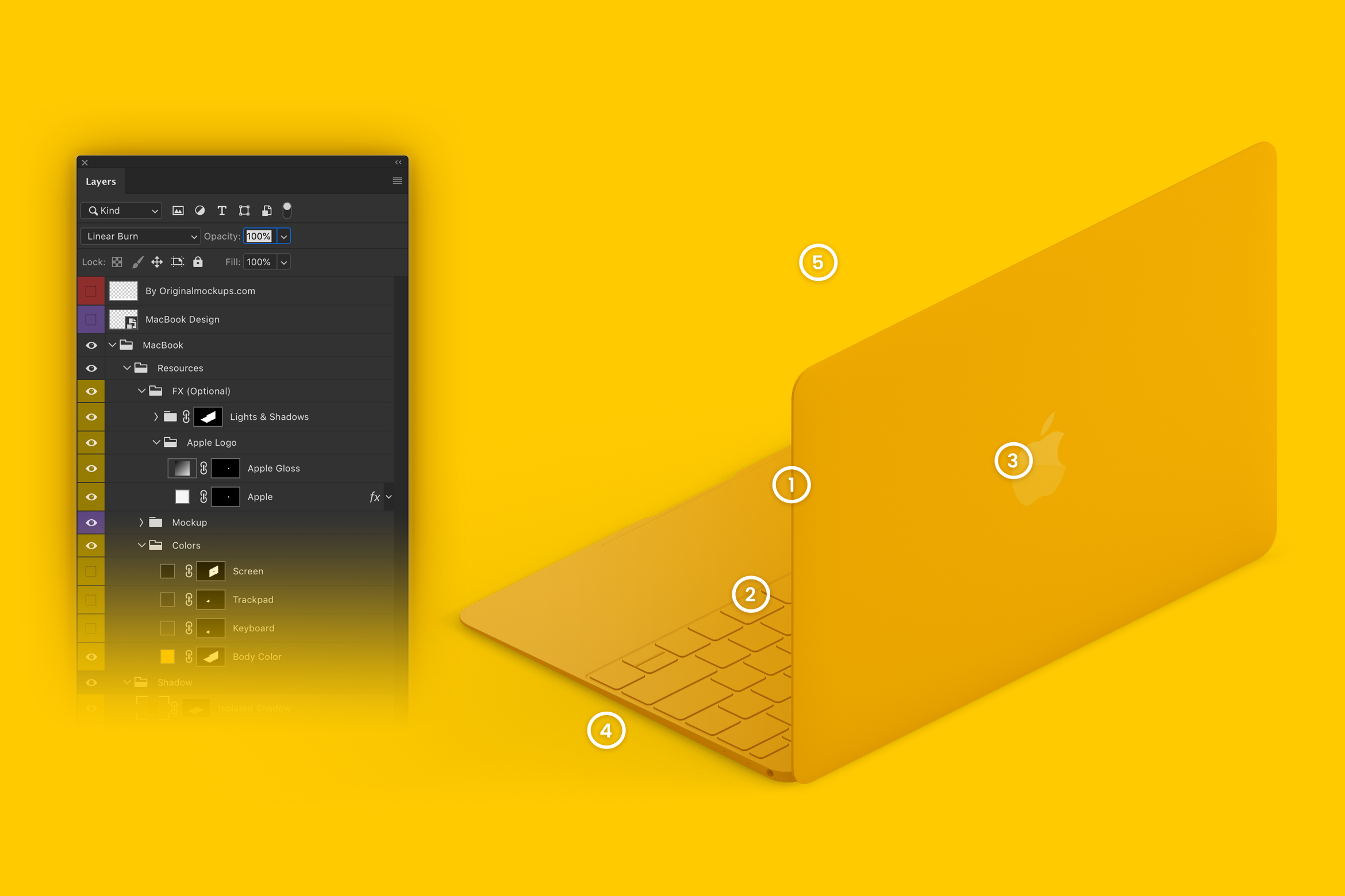 MacBook超极本笔记本电脑右后视图样机 Clay MacBook Mockup, Isometric Back Right View插图(5)