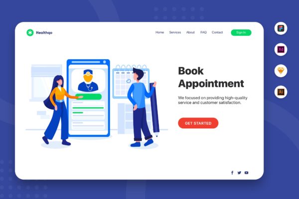 网站Banner&amp;着陆页设计网上预订预约主题素材库精选概念插画素材 Book Appointment – Banner &amp; Landing Page
