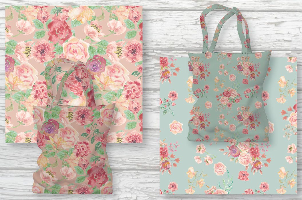 复古风格水彩玫瑰图案剪贴画素材 Vintage Roses Watercolor Clip Art Bundle插图(6)