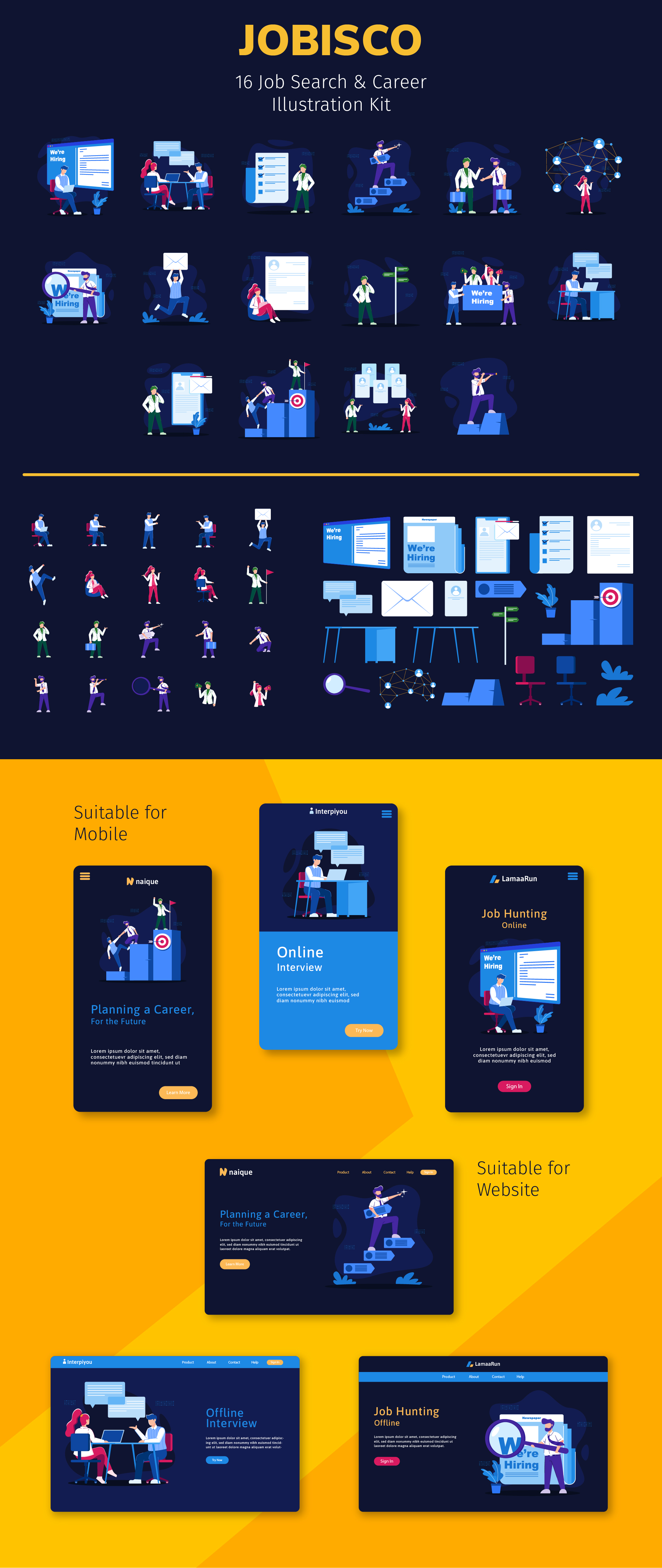 素材库下午茶:高品质的求职与职场主题场景插画合集插图