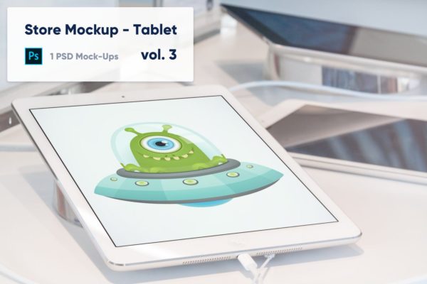 零售店场景平板电脑屏幕预览素材库精选样机模板v3 Tablet Mockup in the Store – Vol. 3