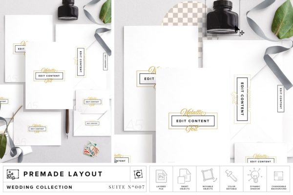 婚礼设计物料样机模板合集 Wedding Suite Mockup Scene