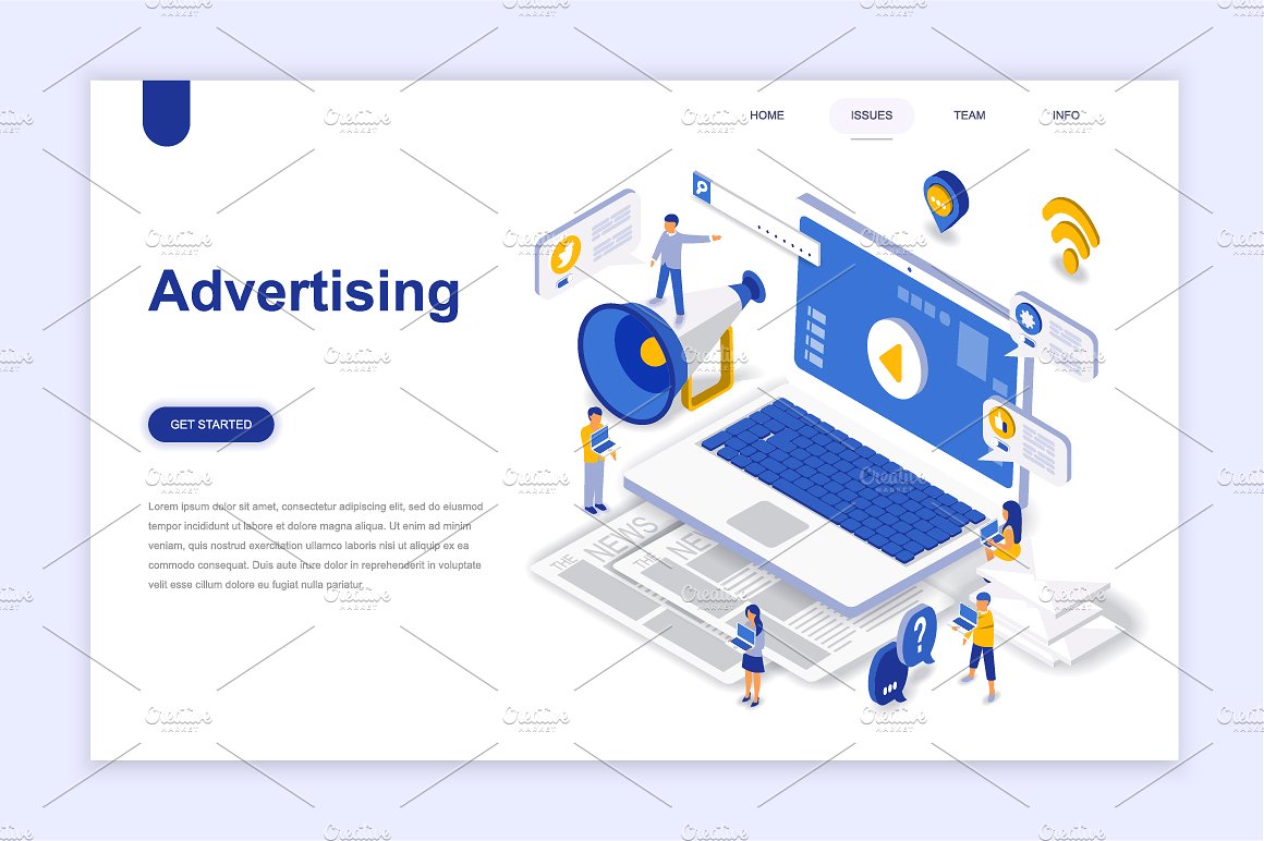 现代扁平设计网站着陆页等距概念插图集 Landing Page Templates插图(20)