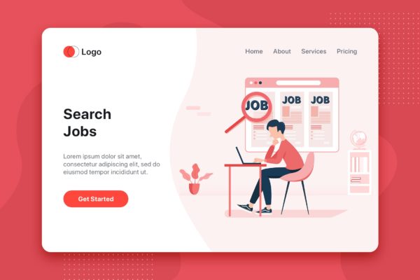 求职招聘人力资源主题素材库精选概念插画设计素材v4 Job Search Human Resources Recruitment Career