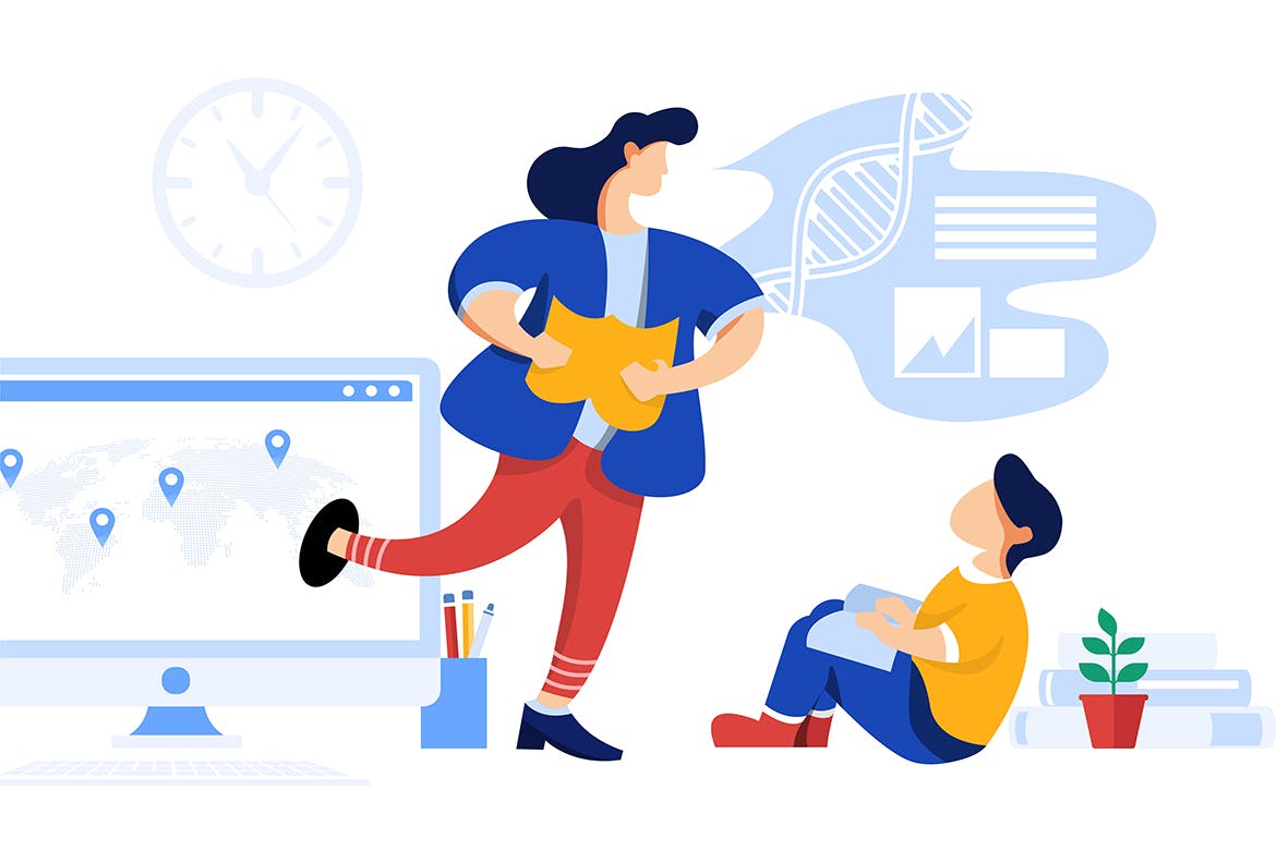 儿童教育主题矢量插画设计素材包 Kids Education Illustration Pack插图(4)