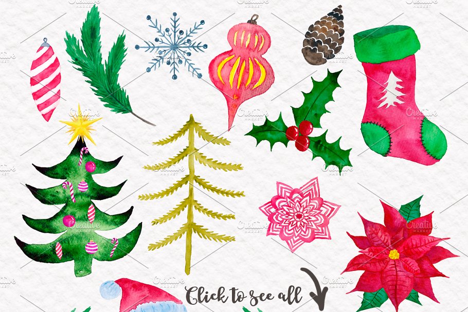 可爱冬日动物形象水彩图案 Cute Winter Animals Collection插图(2)