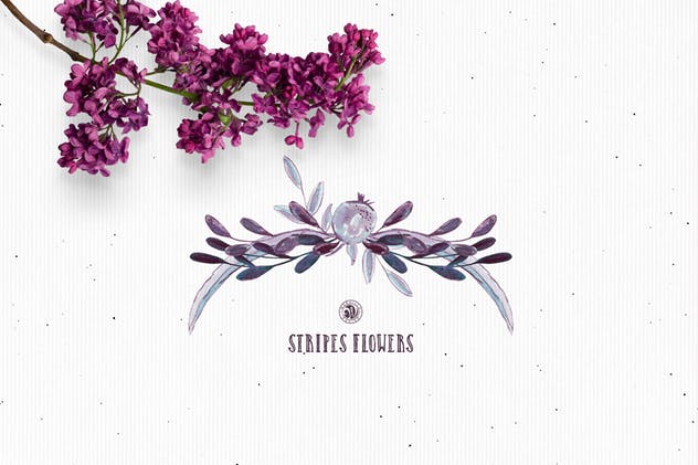 条纹手绘花卉水彩插画 Stripes Flowers插图(4)