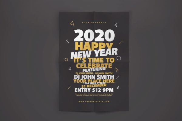 跨年新年庆祝活动宣传单设计模板 Happy New Year Flyer