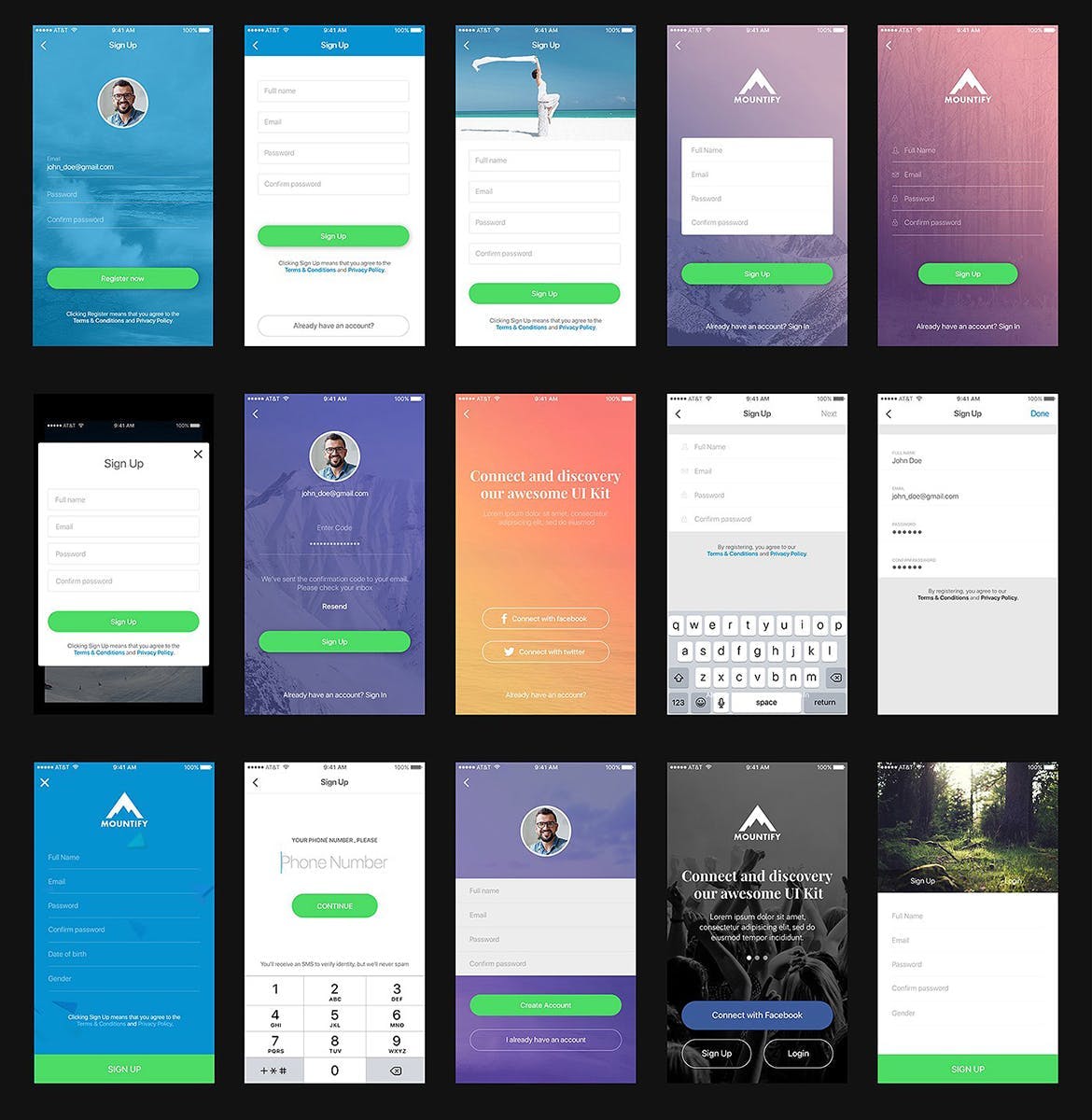 多用途综合性APP界面设计UI套件for Figma Mountify Mobile UI Kit for FIGMA插图(2)