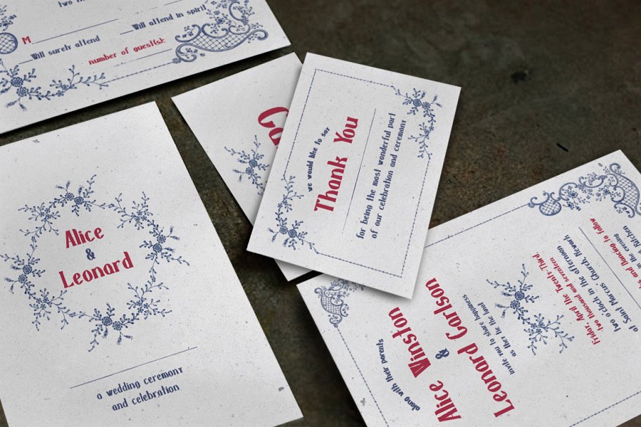 经典刺绣婚礼邀请函设计套装 Classic Embroidery Wedding Suite插图(5)