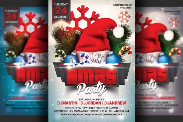 圣诞主题派对传单模板 Christmas Party Flyer Template
