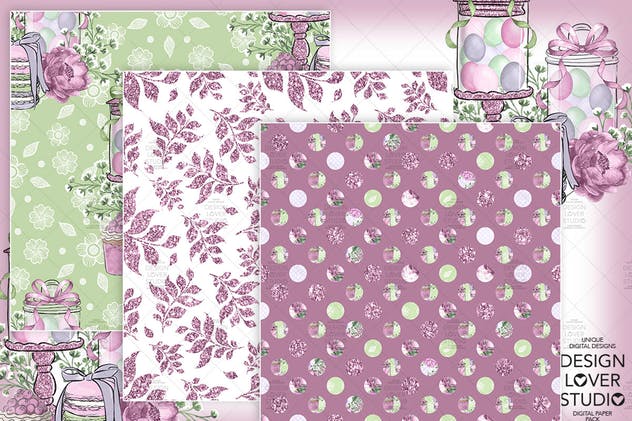 快乐复活节紫色水彩花卉剪贴画素材 Happy Easter digital paper pack插图(4)