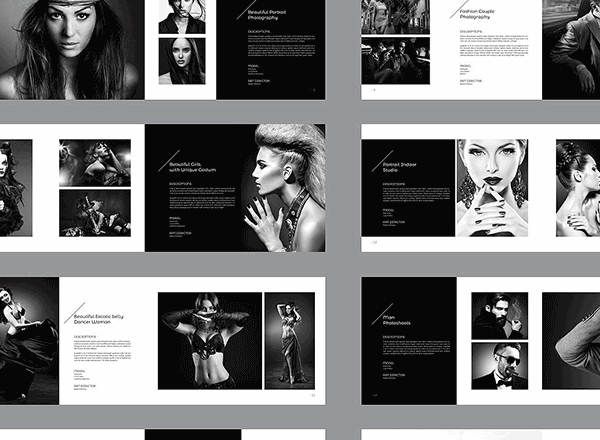 24P专业简洁现代的摄影画册手册杂志楼书设计模板