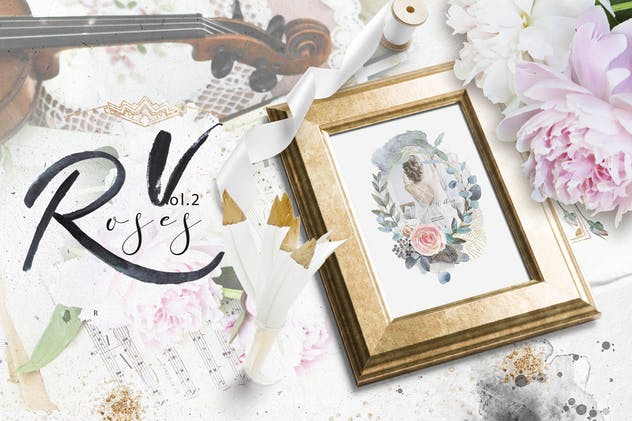 水彩花卉婚礼艺术家插画设计素材 Wedding frames “ARTARIAN” vol.2.1插图(7)