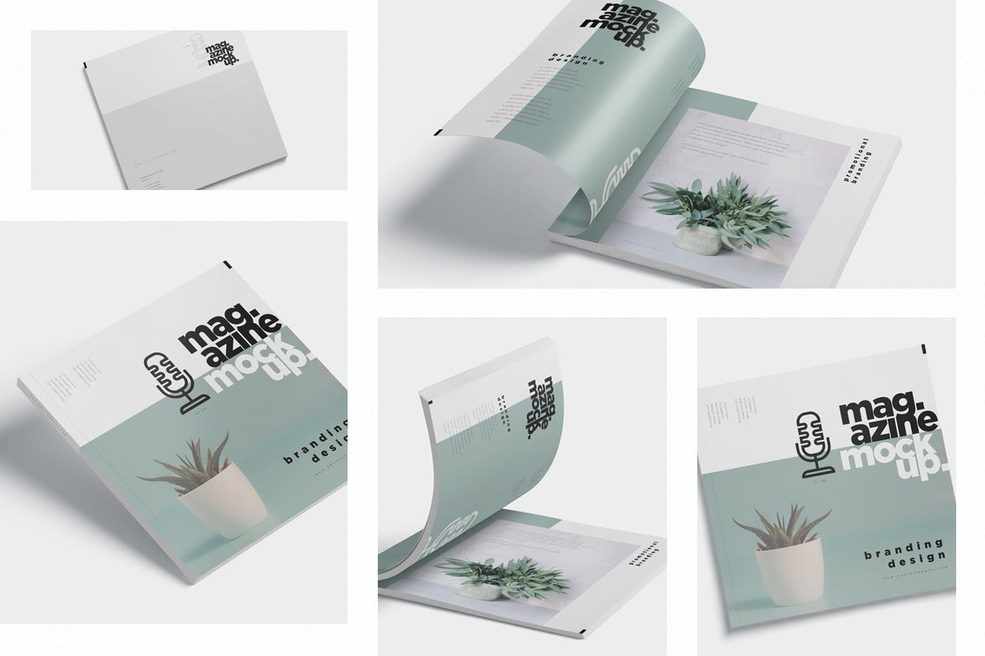 杂志设计开合状态样机模板 Open and Close Magazine Mockups插图(1)