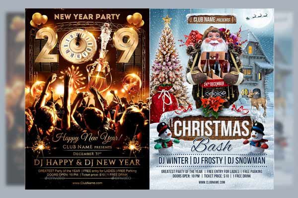 新年&amp;圣诞海报模板合辑 Holiday Bundle [psd]