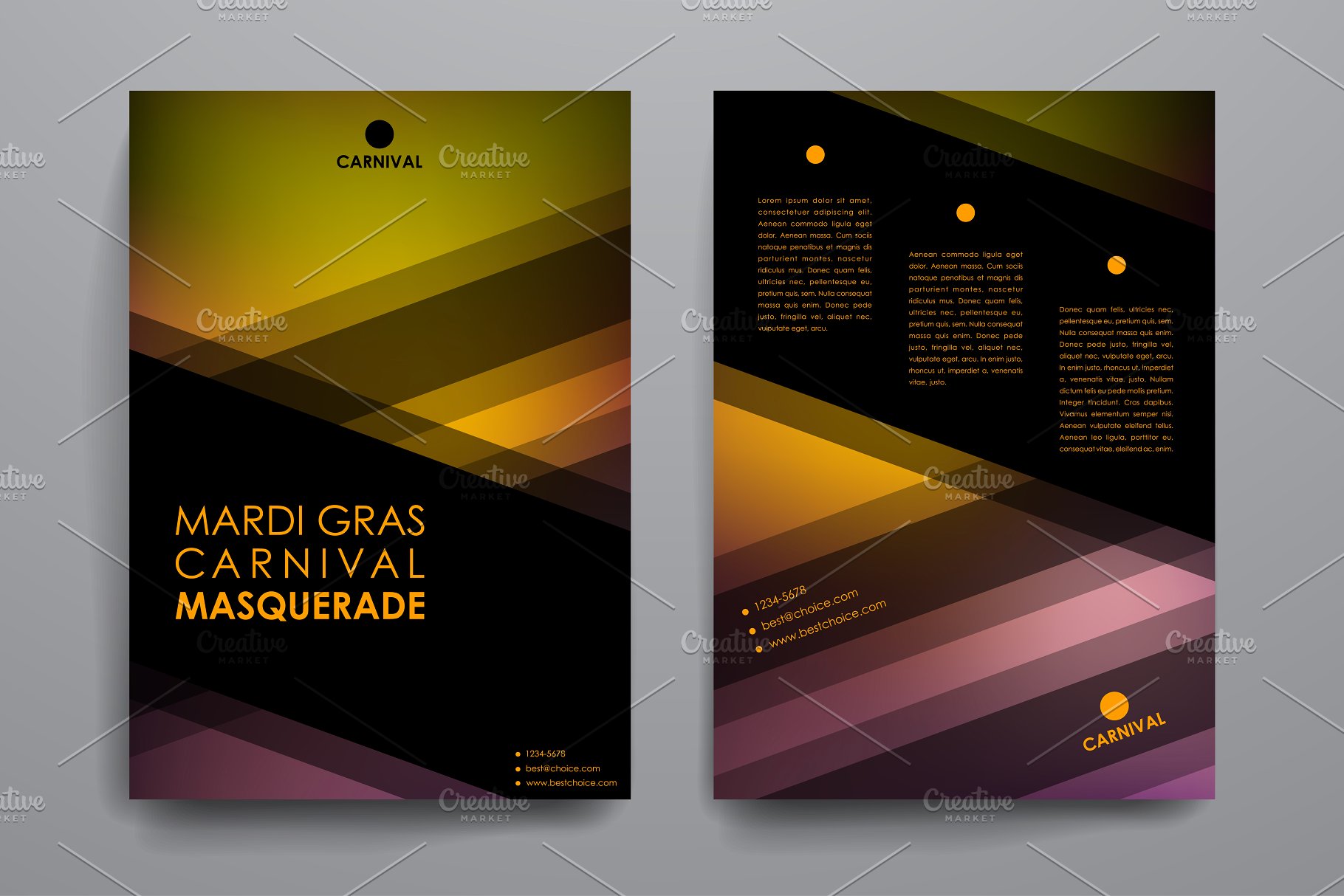 狂欢节主题活动小册子模板 Mardi Gras Brochures插图(5)