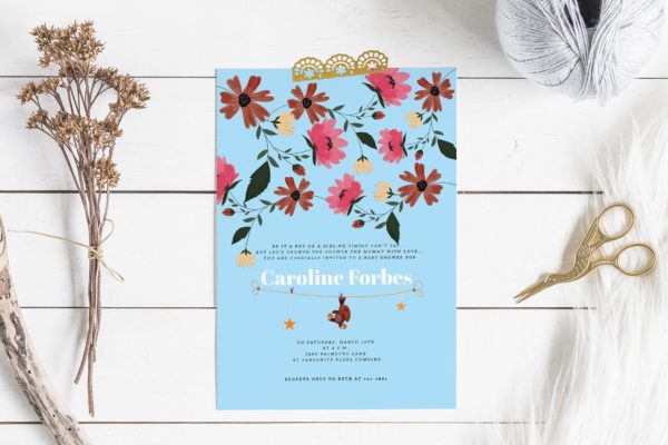 新生婴儿宝宝满月酒邀请函邀请卡设计模板 Baby Shower Invitation Card