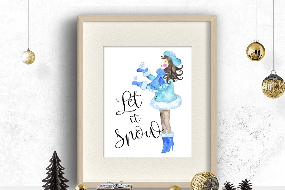 圣诞时光水彩插画元素 It`s Christmas time in the City插图(4)