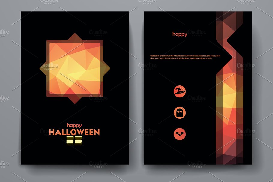 万圣节主题小册子模板 Set of Halloween brochures插图(1)