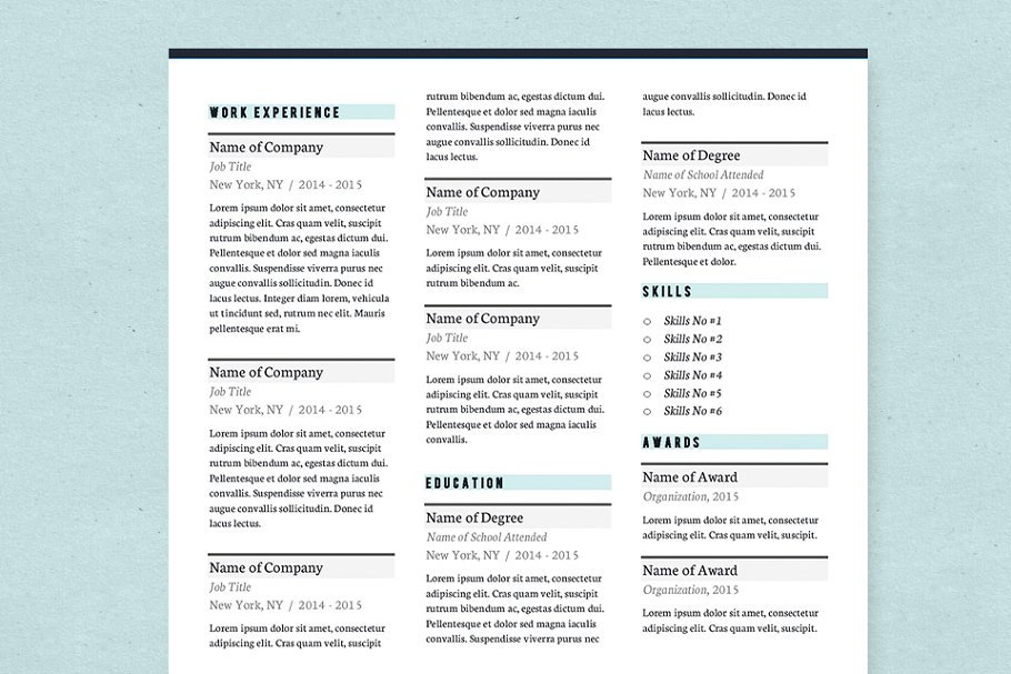 时尚蓝色简历模板 Stylish Blue Resume Template Pkg.插图(2)