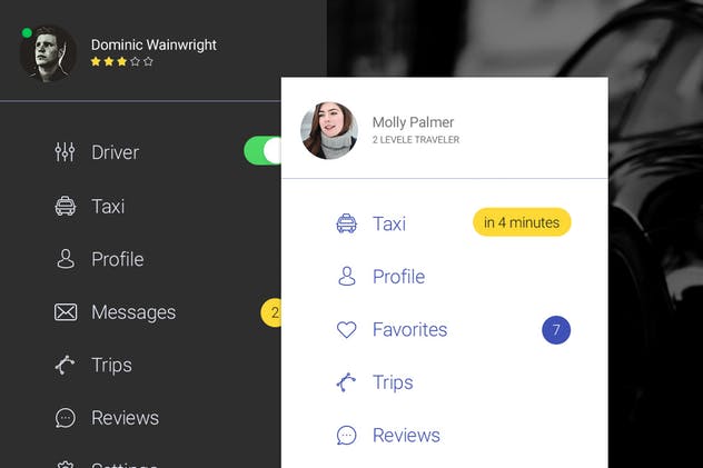 打车应用APP UI套件出行应用UI模板 Cabby — Taxi Service Mobile App UI插图(1)