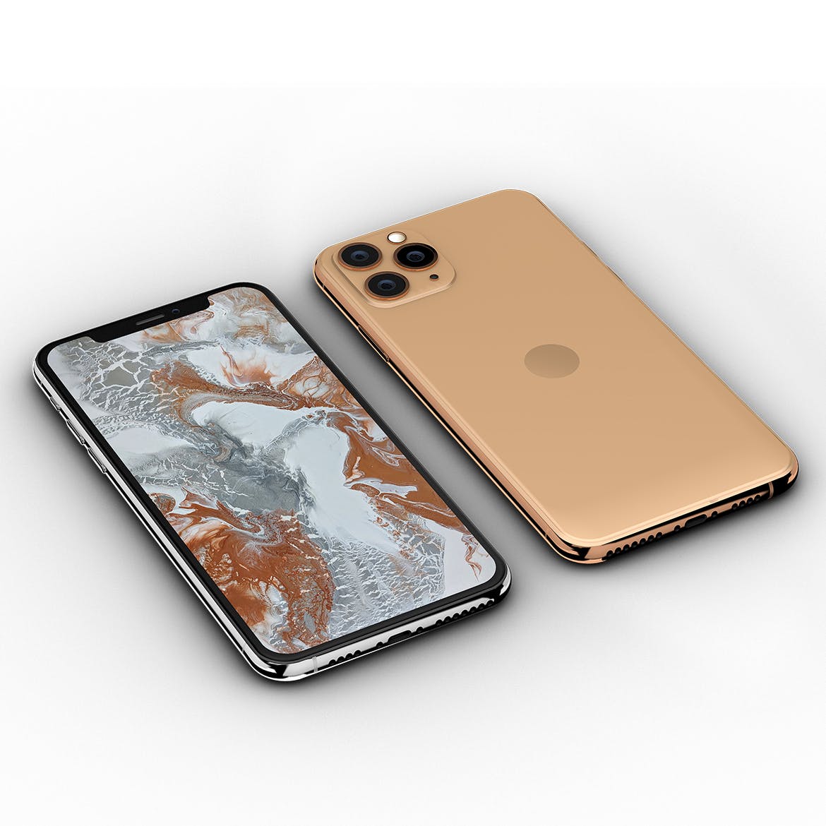 iPhone 11手机正方面视图样机模板 Tabled Phone 11 Front & Back PSD Mock-up插图(2)