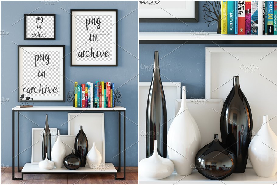 室内艺术品画框样机模板05 Interior Frame Mockup – 05 (1 PSD)插图(1)