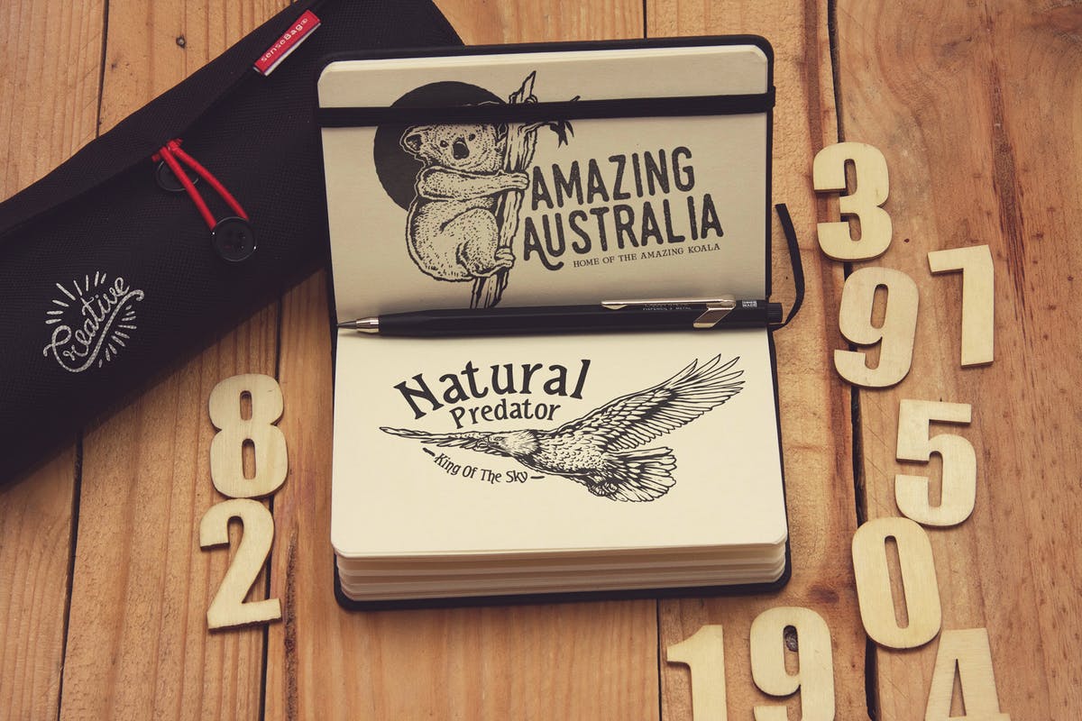 袖珍笔记本写生作品预览样机素材库精选模板v1 Pocket Notebook Writing Sketch插图