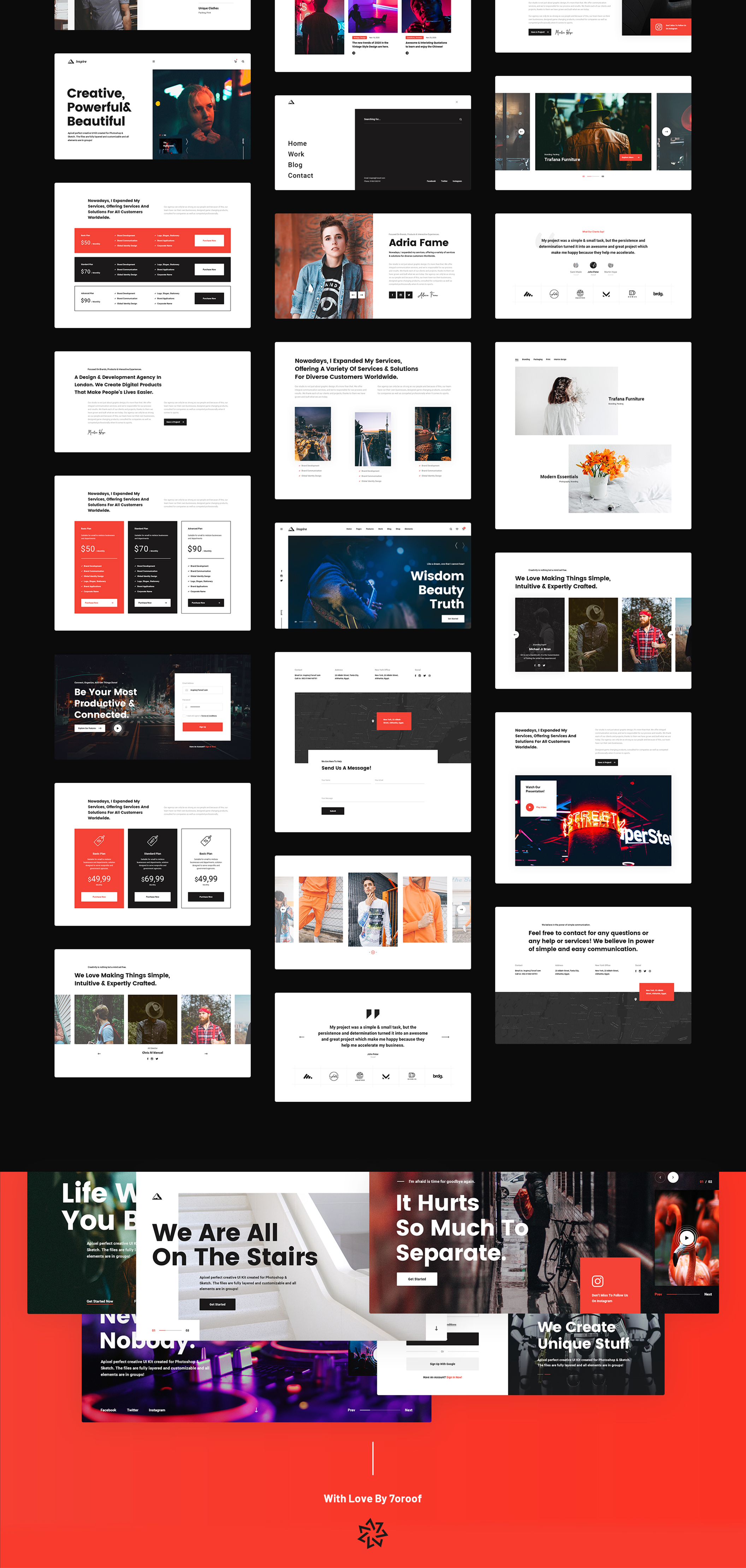 素材库下午茶：现代创意多用途的Web UI设计套件[PSD,XD]插图(7)