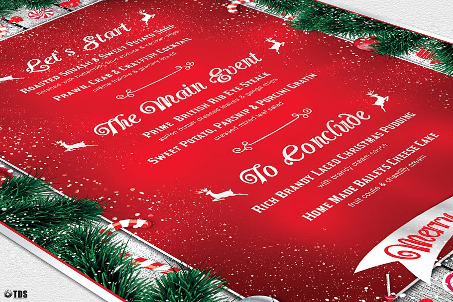 圣诞节主题菜单PSD模板V.6 Christmas Menu PSD V6插图(5)