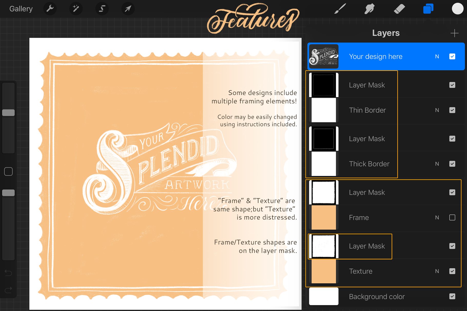 乡土风格质朴的框架与纹理 Rustic Frames & Textures – Procreate插图(2)