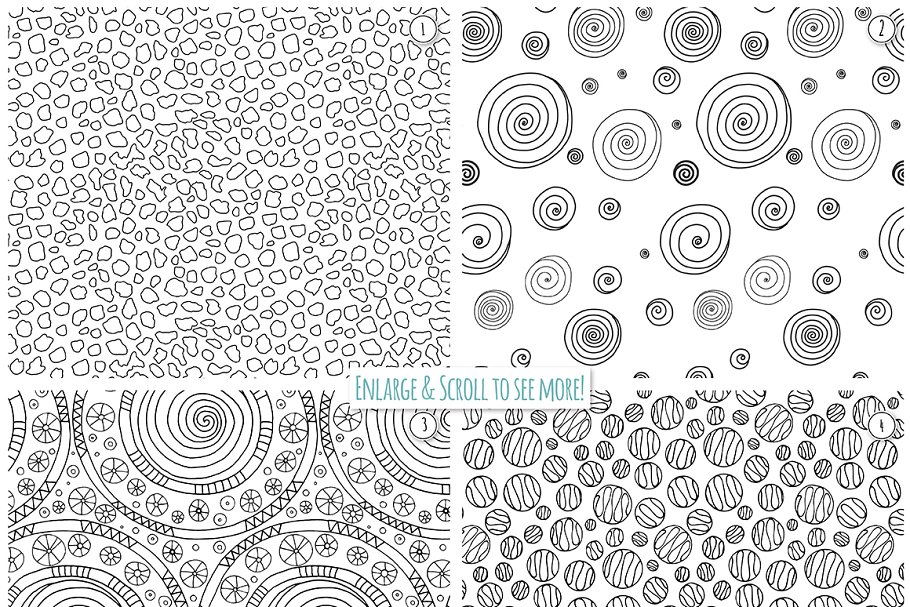 手绘线条圆形重复图案纹理合集 Circle Repeat Patterns – Line插图(1)